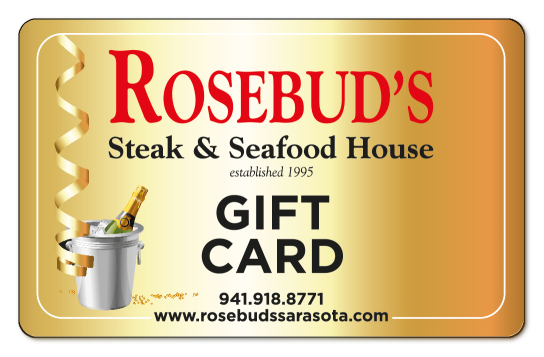 rosebuds logo, bottle in ice bucket over gold background